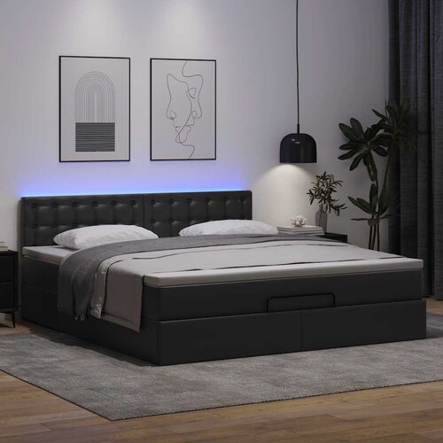VidaXL Otomanski okvir kreveta s madracem crni 160x200cm umjetna koža Slike
