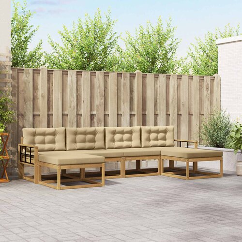  Set vanjskih sofa 6 kom. Bijela i bež Smeđa 329 x 162,5 x 73 cm Cene
