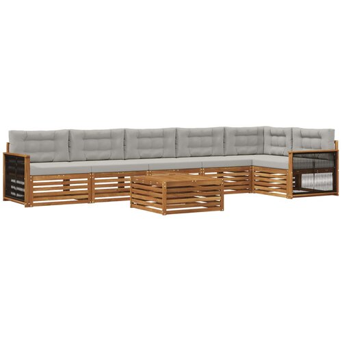 vidaXL Zunanja garnitura za sedenje 7 pcs Naravna in svetlo siva, (5000281072) Cene
