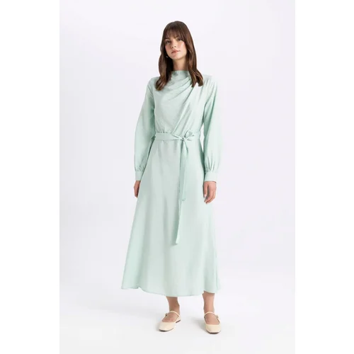 Defacto Regular Fit Half Turtleneck Long Sleeve Maxi Dress