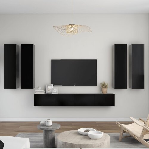 VidaXL 6-dijelni set TV ormarića od iverice crni Slike