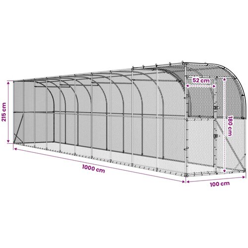  Kavez za piletinu uz zid Srebrna 1000 x 100 x 215 cm Slike