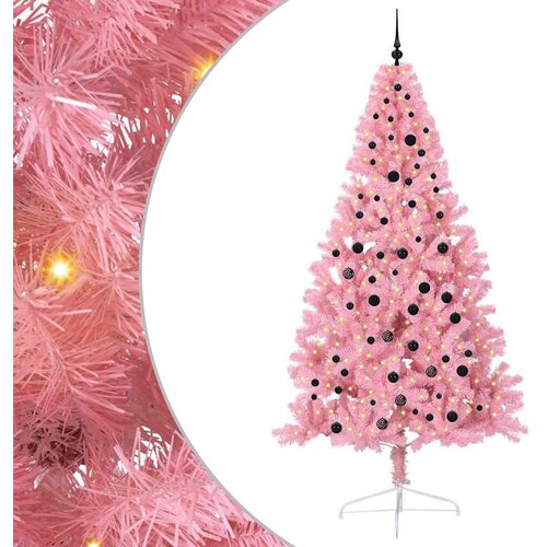 vidaXL Umjetna preddekorirana božićna jelka Roza 240 cm PVC Cene