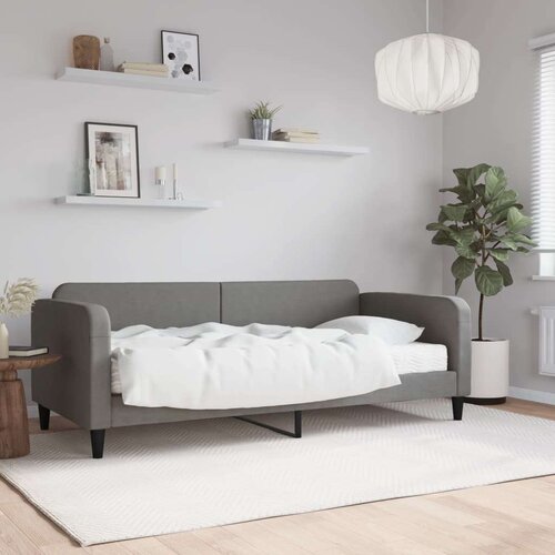 VidaXL Dnevni krevet s madracem tamnosivi 90 x 190 cm od tkanine Slike