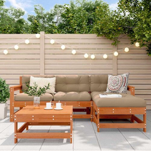  Set lounge namje&scaron;taja za vrt 5 pcs Vosak Smeđa Masivna borovina - Vosak smeđa Cijene