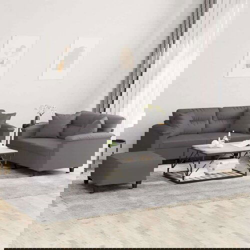  3-dijelni set sofa s jastucima sivi od umjetne kože Cene