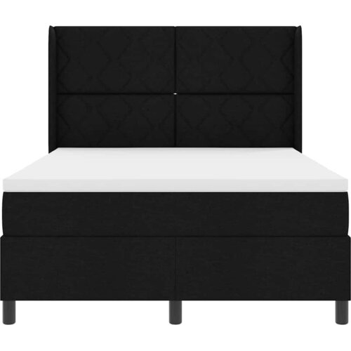  LED Box Spring Krevet s uzglavljem Crna 140 x 190 cm tkanina Slike