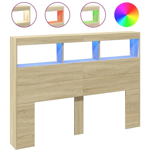 Maison Chic posteljno vzglavje - vzglavna omarica - nočna omarica led sonoma hrast 140x17x102 cm, (21706034) Slike