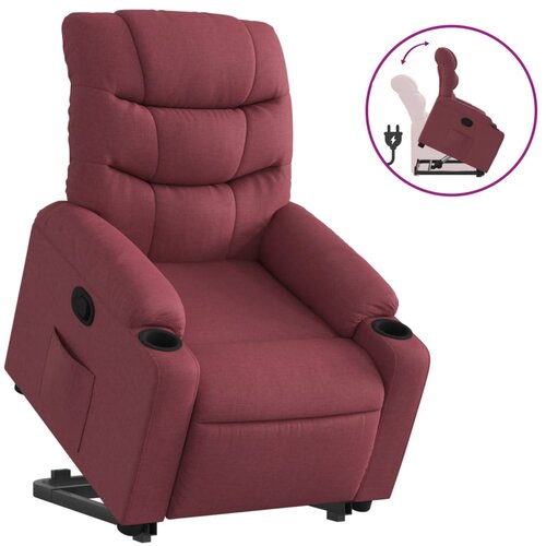 VidaXL Naslonjač na podizanje od tkanine crvena boja vina Slike