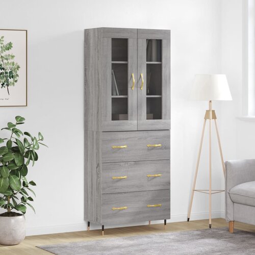 vidaXL Visoka komoda siva sonome 69 5x34x180 cm od konstruiranog drva Cijene