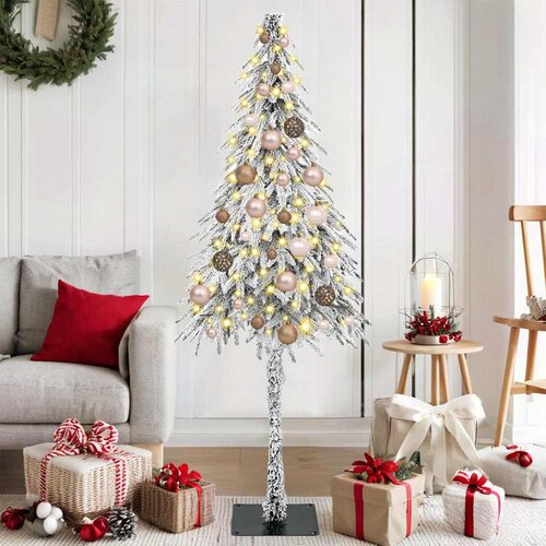 vidaXL Božično drevo med 150 LED z stojalom Bela 150 cm PE in jeklo Cene