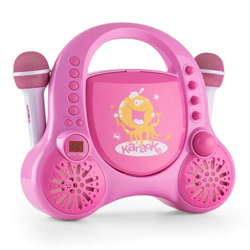 Auna Rockpocket, Karaoke sustav za djecu, CD, AUX, 2 x set mikrofona, punjiva baterija, ružičasti