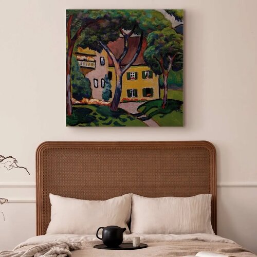  Slika - August Macke &amp;ndash; Staudacherhaus in Tegernsee 80x80 Standard Slike