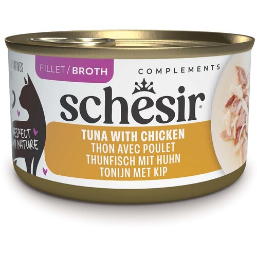  Ekonomično pakiranje Schesir Complements u juhi 24 x 70 g - Tuna s piletinom Slike