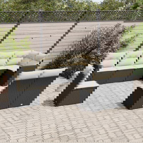 vidaXL 8-dijelni set vrtnih sofa od poliratana s jastucima crni Cijene