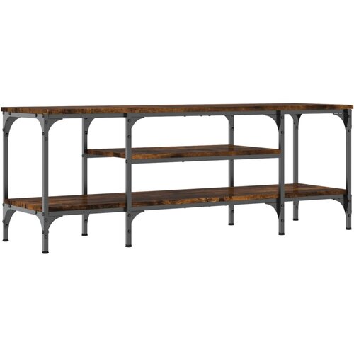 Maison Chic TV omarica - TV stojalo - Televizijska omarica dimljeni hrast 121x35x45 cm inženirski les in železo, (21700414) Cene