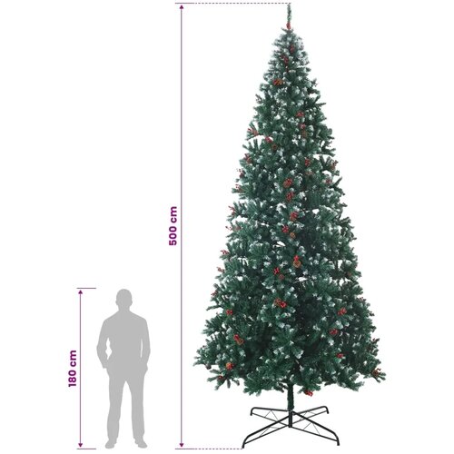  Umjetno božićno drvce 500 cm PVC i čelik Zelena i bijela - 500 cm Slike