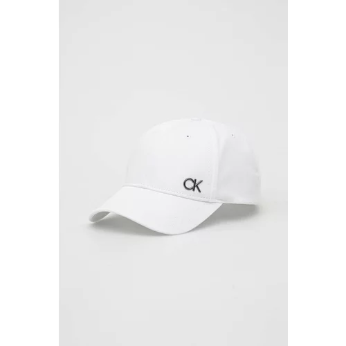 Calvin Klein Bombažna bejzbolska kapa bela barva