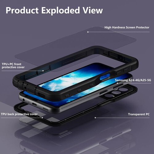 ShellBox Vodootporna IP68 360&amp;deg; maska za Samsung Galaxy A25 5G &amp;ndash; Crna Slike