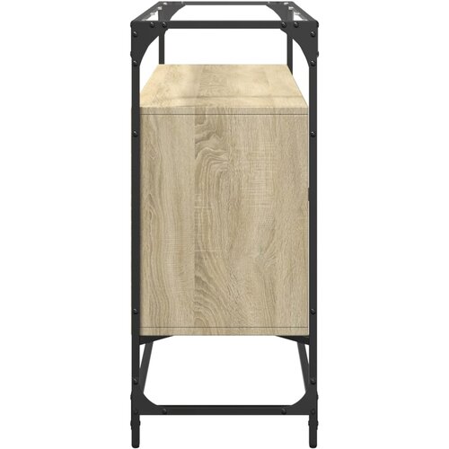  Komoda sa staklenom povr&amp;scaron;inom boja hrasta 98x35x81 cm drvena Slike
