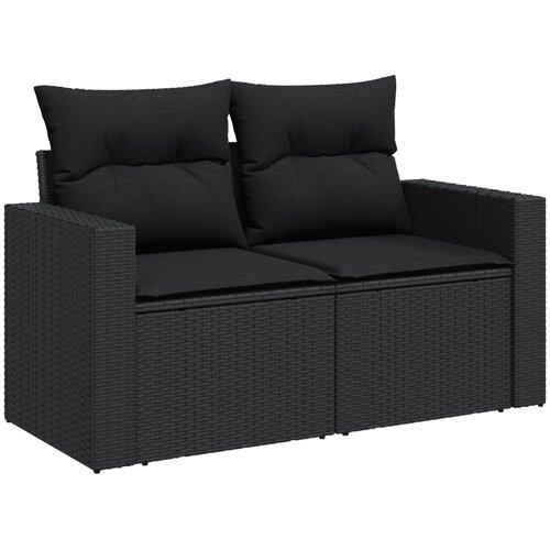  9-dijelni set vrtnih sofa s jastucima crni od poliratana Crna 66 x 62 x 69 cm Slike
