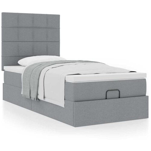 vidaXL Otomanski posteljni okvir z vzmetnico siv 100x200 cm blago Cene