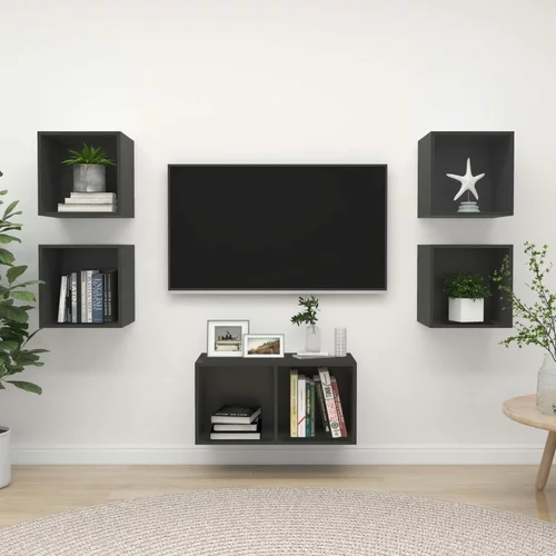 vidaXL Komplet TV omaric 5-delni siva iverna plošča