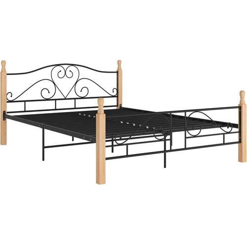 Maison Chic Posteljni okvir - Dvoposteljna postelja - Zakonska postelja z vzglavjem brez vzmetnice črn 140x200cm kovina, (21695156) Cene