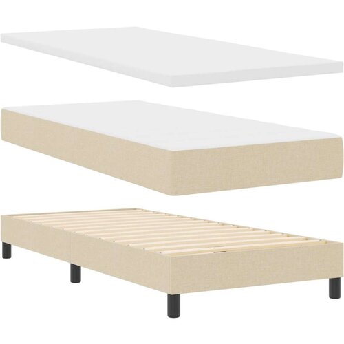 Box Spring Krevet s Madracem Krem 90x190 cm Tkanina Slike