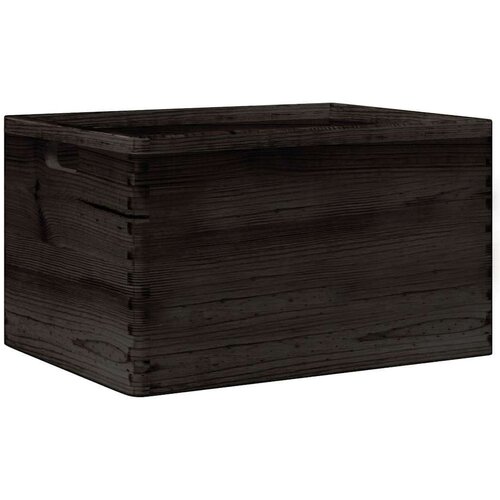 VidaXL Drvena kutija s ručkama crna 40x30x23 cm puno drvo bor Slike