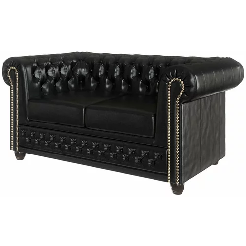 Ropez Crni kauč na razvlačenje od imitacije kože 148 cm York -