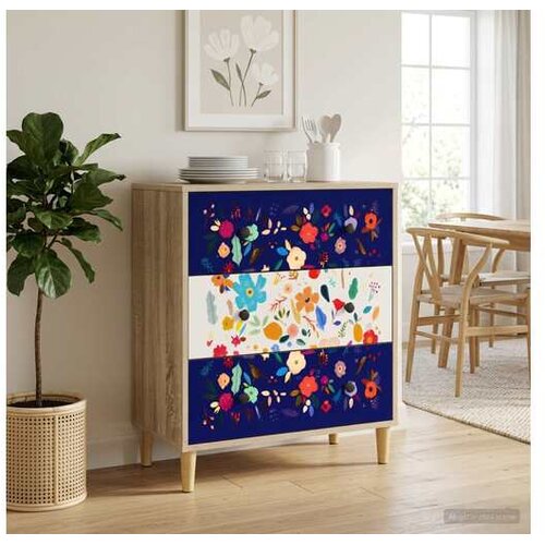 VidaXL Komoda MAINZ Cvjetni uzorak 66 x 36 5 x 75 cm Konstruirano drvo - Cvjetni uzorak Slike