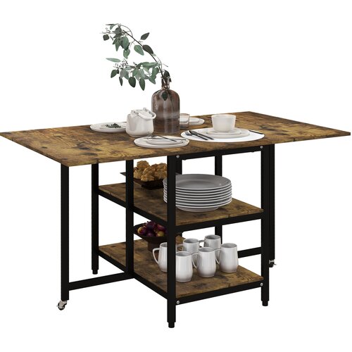 HOMCOM Jedilna miza iverna plo&scaron;ča, jeklo 140D x 80&Scaron; x 75V cm rustikalno rjava, (5000242592) Cene