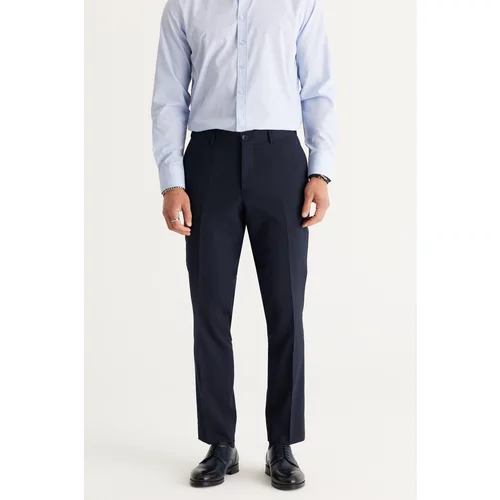 ALTINYILDIZ CLASSICS Men's Navy Blue Comfort Fit Relaxed Fit Elastic Waist Patterned Flexible Trousers