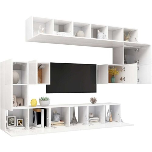  10-dijelni set TV ormarića bijeli od iverice Slike