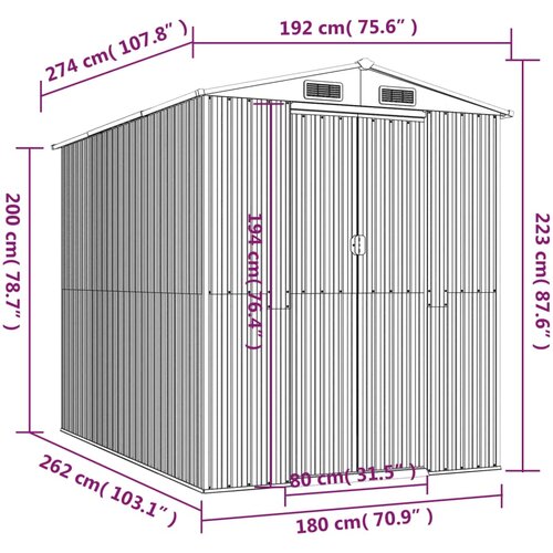  Vrtno spremi&amp;scaron;te svjetlosmeđe 192x274x223 cm pocinčani čelik Slike