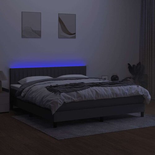  Krevet box spring s madracem LED tamnosivi 160x200 cm tkanina Slike