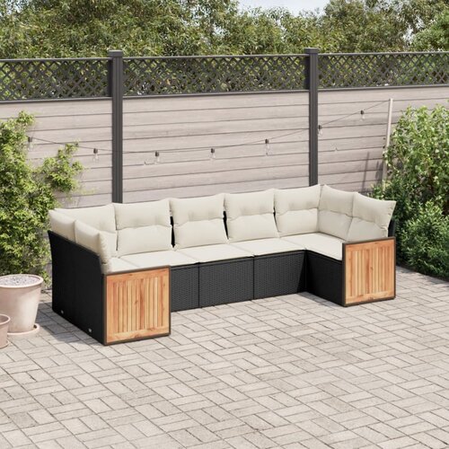 vidaXL 7-dijelni set vrtnih sofa od poliratana s jastucima crni Cijene