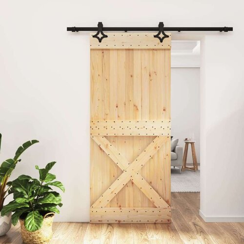  Klizna vrata s priborom za montažu 90 x 210 cm masivna borovina Slike