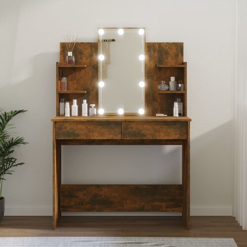  Toaletni stolić LED boja dimljenog hrasta 96x40x142 cm Slike