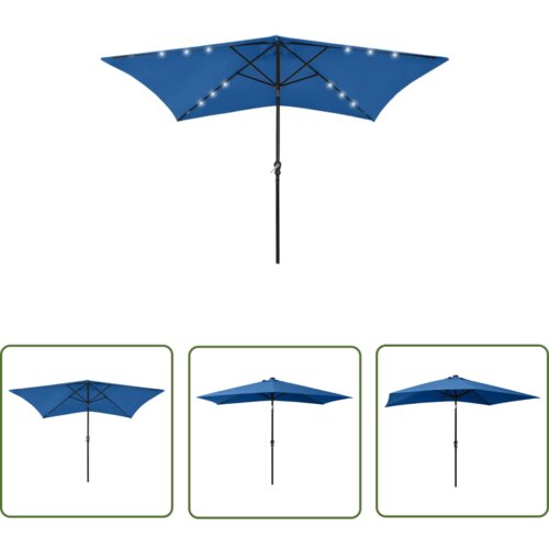  The Living Store Senčnik z LED lučkami jeklo sinje moder 2x3 m - Senčnik, (21743622) Cene