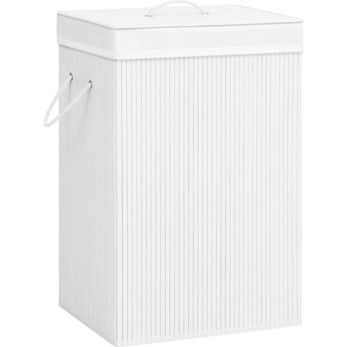 VidaXL Ko&amp;scaron;ara za perilo iz bambusa bela 72 L Slike