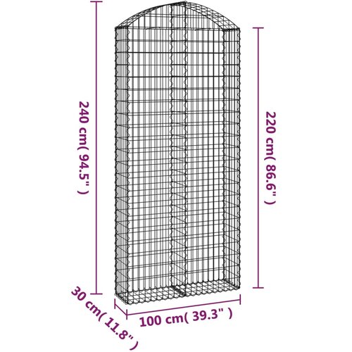  Gabionska ko&amp;scaron;ara s lukom 100x30x220/240 cm pocinčano željezo Slike