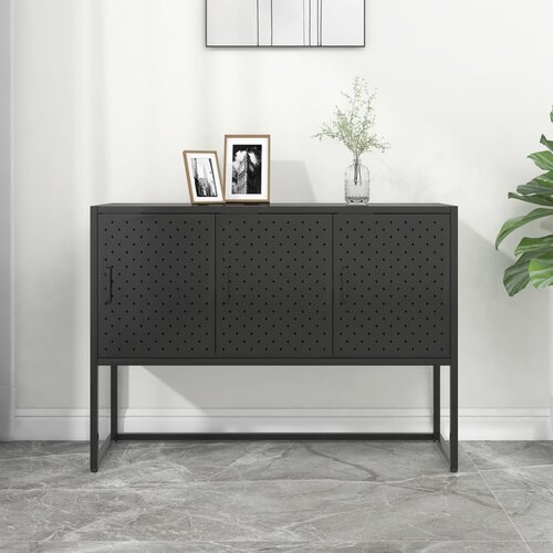  Komoda crna 105 x 35 x 75 cm čelična Slike