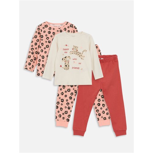 LC Waikiki Crew Neck Long Sleeve Baby Girl Pajamas Set 2Pack