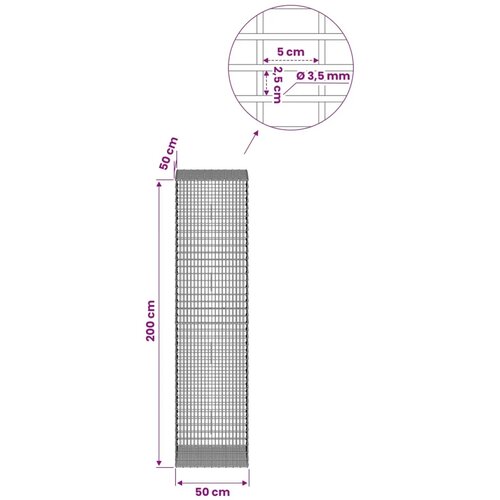  Gabion s žicom debljine 3 5 mm i mrežom 5x2 5 cm 50x50x200 cm - 50 cm 200 cm 50 cm Slike
