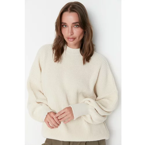 Trendyol Ecru Oversize Knitwear Sweater