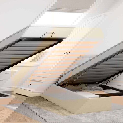 vidaXL Otomanski posteljni okvir z vzmetnico krem 80x200 cm blago, (21608881) Cene