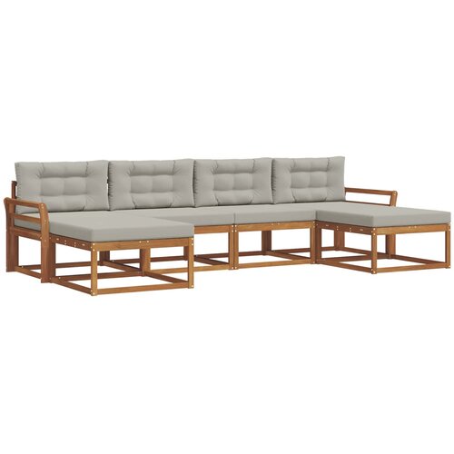 Set vanjskih sofa 6 kom. Prirodna i svijetlo siva Smeđa 333 x 162,5 x 73 cm Slike