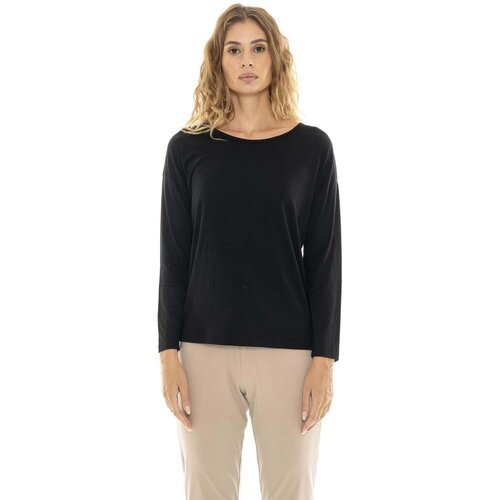 Leone 1947 Majice z dolgimi rokavi Woman T-Shirt Long Sleeves Pearl Črna Cene